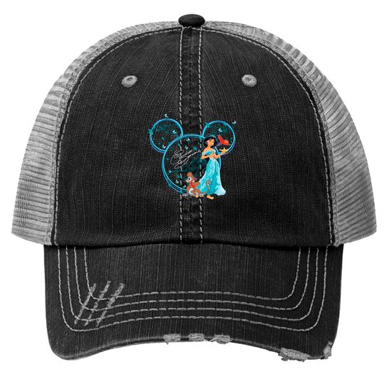 Princess Jasmine Trucker Hats, Disney Jasmine Trucker Hats, Disney Princess Mickey Head Trucker Hats, Disney Princess Trucker Hats