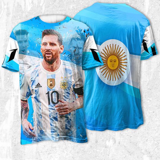 M10 Messi Argentina Flag Unisex T-shirt 3D
