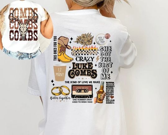 Combs Bullhead 2 Side T-Shirt, Country Music Shirt, L.uk.e C.ombs World Tour 2023 Shirts