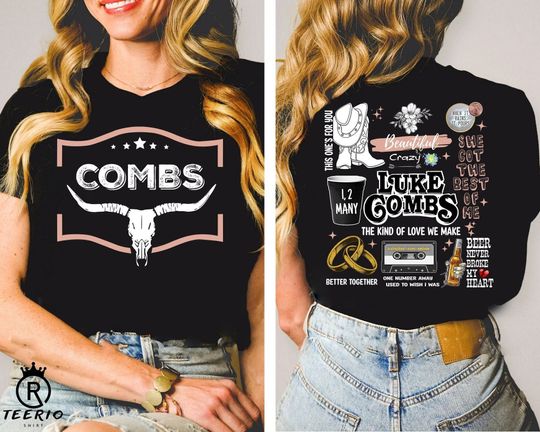 Retro Combs Bullhead T-shirt, L.uk.e C.ombs  2 sided Sweatershirt, Cowgirl Concert Shirt Gifts