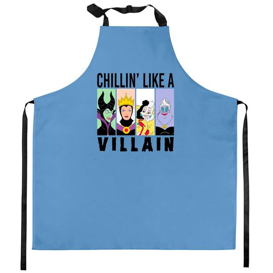 Disney Villain Kitchen Aprons, Chillin' Like A Villain Kitchen Aprons, Maleficent Kitchen Aprons