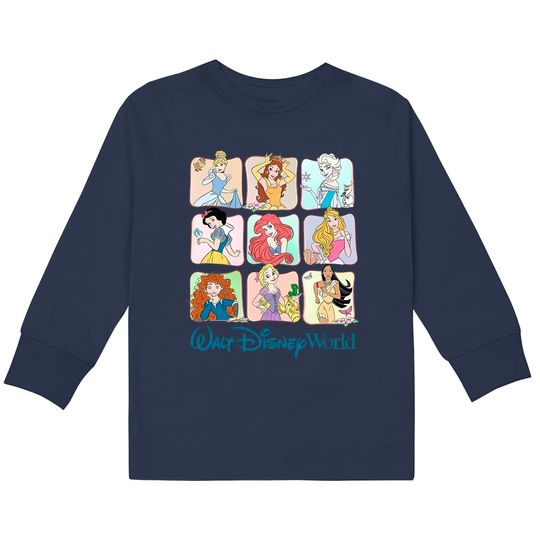 Retro Disney Princess Kids Long Sleeve T-Shirts, Vintage Disney Princess