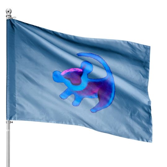 Disney Lion King Simba Cave Painting Blue Hue House Flags, Magic Kingdom