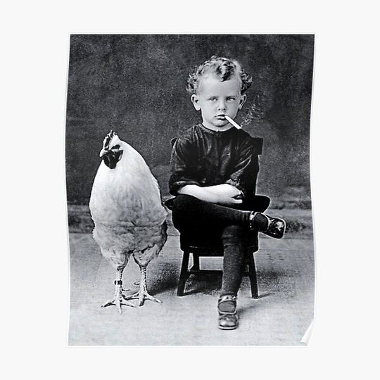Discover smoking boy with chicken poster Premium Matte Vertical Poster