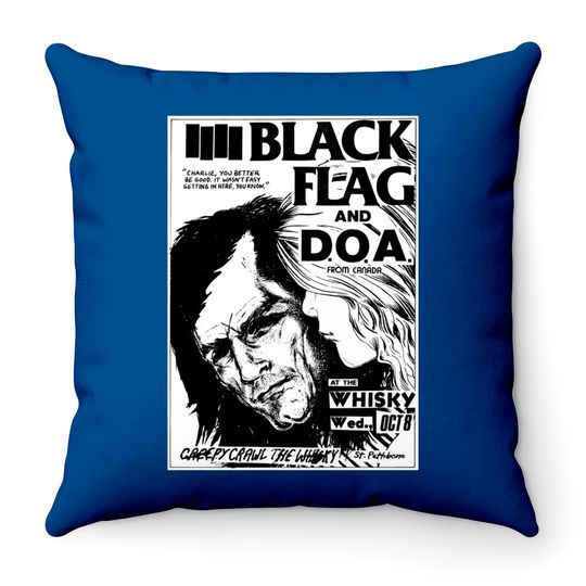 Black Flag Throw Pillows Whiskey A Go Go Flyer Raymond Pettibon Punk Rock Hardcore Henry Rollins Throw Pillows