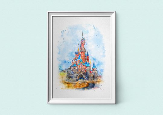 Disneyland Paris Castle Sketch Print, Sleeping Beauty Castle
