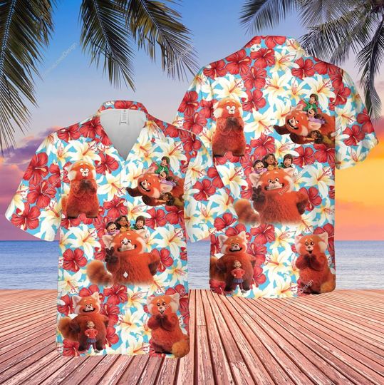 Turning Red Shirt, Red Panda Shirt Summer, Fur Baby Panda Hawaiian, Disney Trip Hawaiian