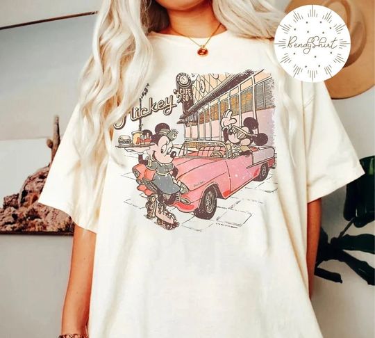 Discover Mickey Cafe 50s T-shirt, Vintage Retro Mickey Minnie shirt, Disneyland Disney world trip 2023 shirt