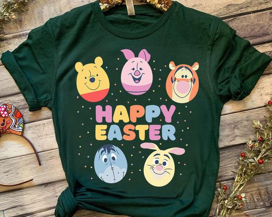 Disney Winnie The Pooh Group Shot Happy Easter Egg Bunny Shirt, Magic Kingdom WDW Holiday T-shirt