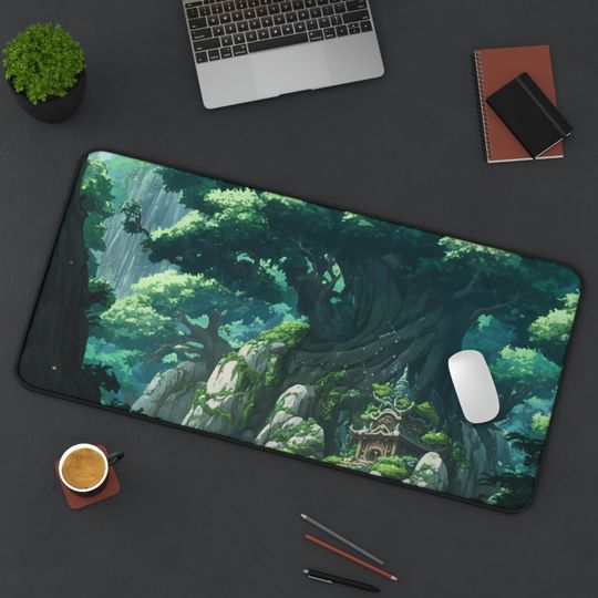 Studio ghibli inspired princess mononoke inspired anime desk mat