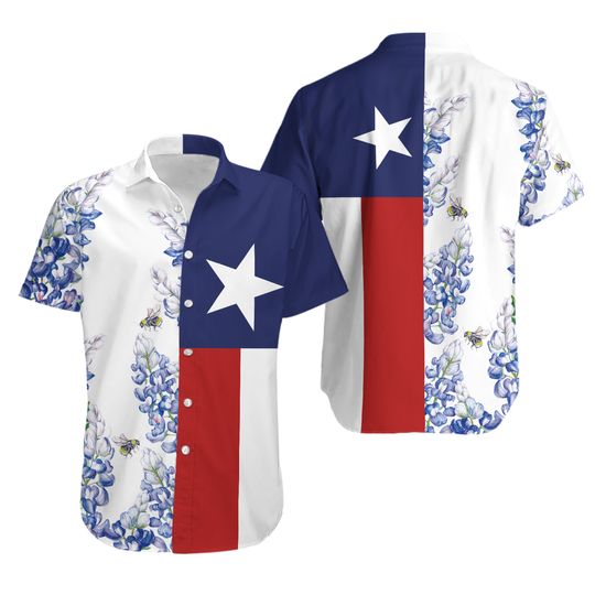 Royal Blue Bluebonnet Texas Hawaiian Shirt