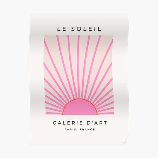 Le Soleil | 01 - Retro Sun Print Pink Aesthetic Abstract Preppy Sunshine Premium Matte Vertical Poster
