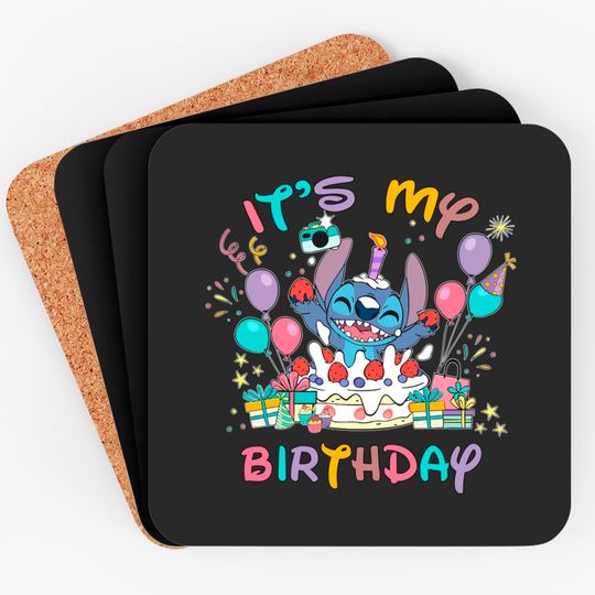 Disney Stitch Birthday Coasters, Its My Birthday, Disney Birthday Coasters, Family Birthday Coasters, Birthday Crew Coasters