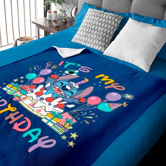 Disney Stitch Birthday Baby Blankets, Its My Birthday, Disney Birthday Baby Blankets, Family Birthday Baby Blankets, Birthday Crew Baby Blankets