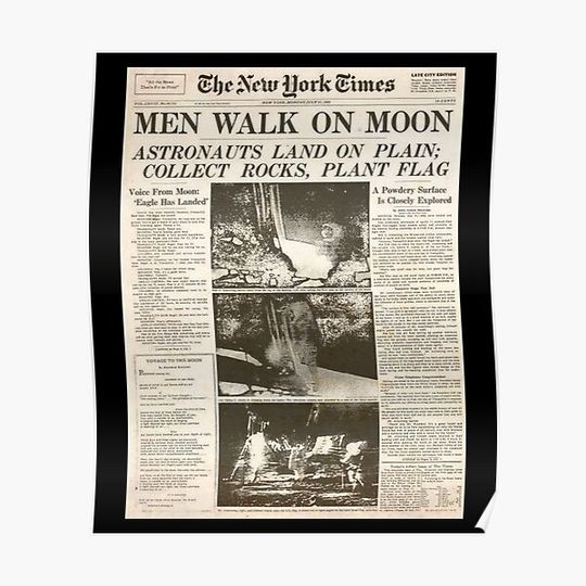 Apollo 11 50th Anniversary Moon Landing 1969 Newspaper Premium Matte Vertical Poster