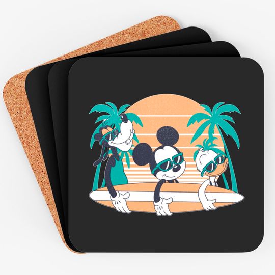 Disney Mickey and Friends Retro Surf Mickey Mouse and Goofy Group Coasters,Disney World