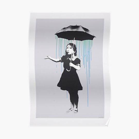Banksy Umbrella Girl With Rain New Orleans Premium Matte Vertical Poster