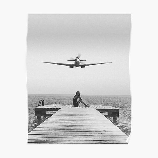 Steady As She Goes; aircraft coming in for an island landing black and white photography- photographs Premium Matte Vertical Poster