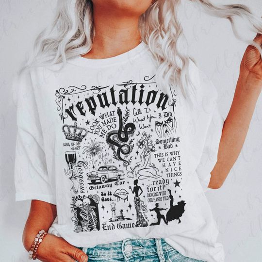 Reputation Tracklist shirt, Reputation Snake Shirt, Reputation Merch