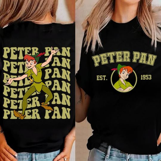 Disney Peter Pan 2 Sided Shirt, Retro Disney Tinker Bell Shirt, Magic Kingdom Shirt