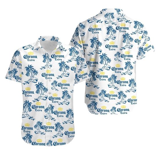 Corona Beer Hawaii Shirt/Shorts, Coconut Tree Hawaiian Shirt