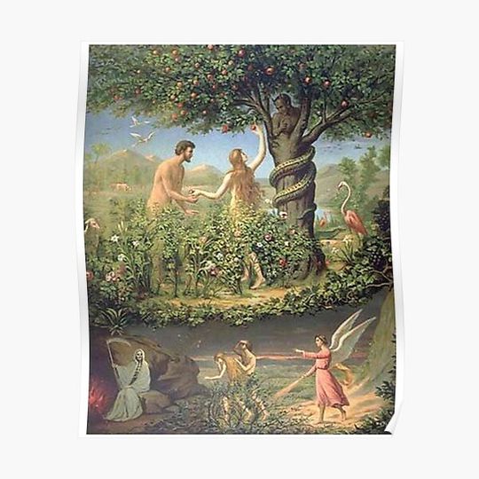 garden of eden adam and eve apple and snake t shirt Premium Matte Vertical Poster