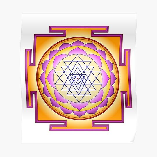 Discover Sri Yantra Goldern Sacred Geometry Design Premium Matte Vertical Poster