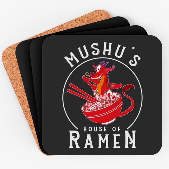 Retro Mushu's House Of Ramen Coasters / Mushu Dragon Mulan Disney Coasters