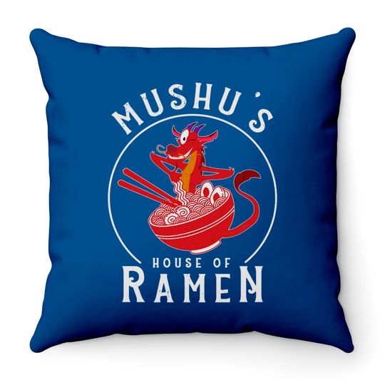 Retro Mushu's House Of Ramen Throw Pillows / Mushu Dragon Mulan Disney Throw Pillows
