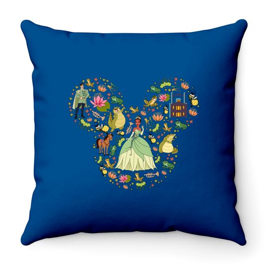 Tiana Mickey Head Throw Pillows, Disney Tiana Throw Pillows, Tiana Princess Throw Pillows