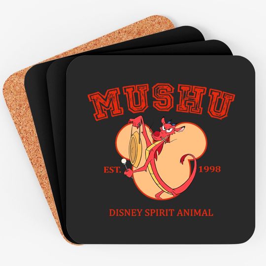 Funny Disney Mulan Characters Mushu Dragon Pose Coasters, Disneyland Vacation Trip