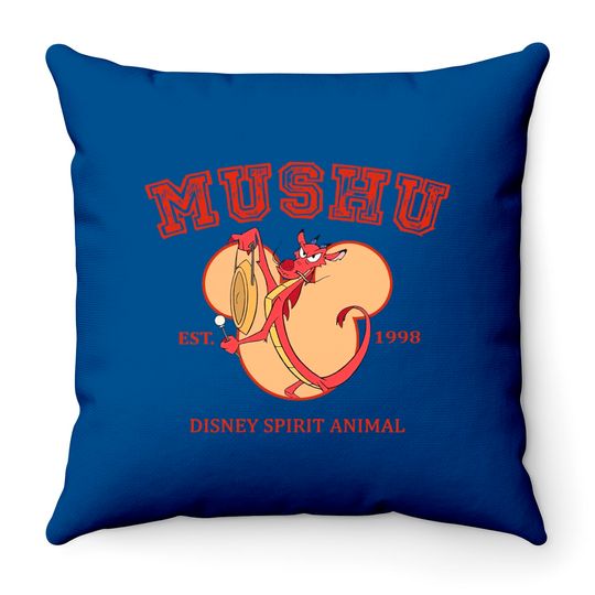 Funny Disney Mulan Characters Mushu Dragon Pose Throw Pillows, Disneyland Vacation Trip