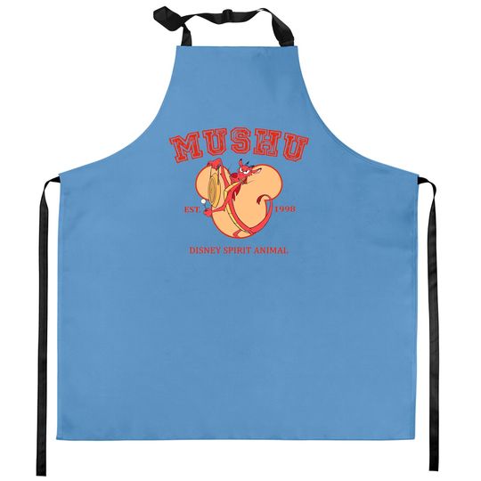 Funny Disney Mulan Characters Mushu Dragon Pose Kitchen Aprons, Disneyland Vacation Trip