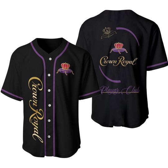 Personalized Black Crown Royal Baseball Jersey,Baseball Jersey, Crown Royal Custom Jersey