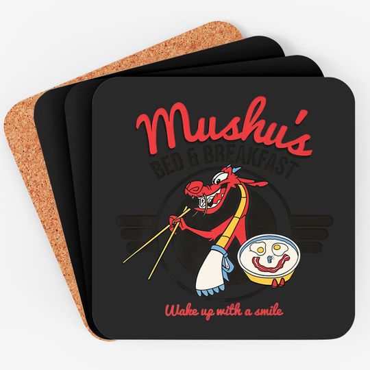 Disney Mulan Mushu's Bed and Breakfast Poster Coasters