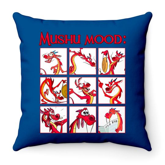 Disney Mulan Mushu Mood Cute Face Throw Pillows Emotion Of Mushu Unisex Throw Pillows