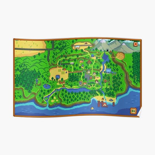 Stardew Valley Map Premium Matte Vertical Poster