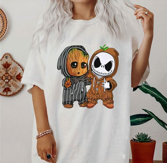 Baby Groot and Jack Skellington Costume Best Friends Shirt, Disneyland T-shirt