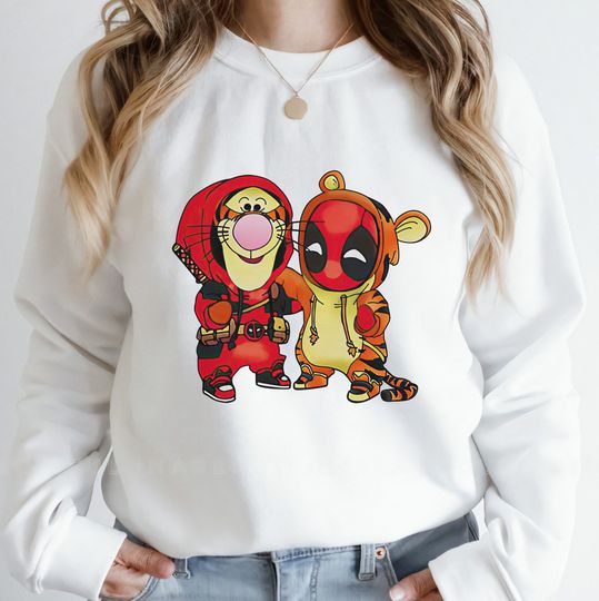 Disney Marvel Tigger And Deadpool Cute Friends Sweatshirt