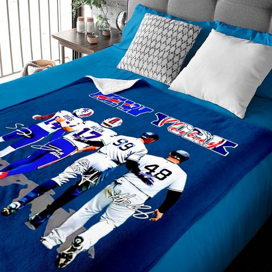 New York Stefon Diggs Josh Allen Aaron Judge and Anthony Vincent Rizzo signatures Baby Blankets