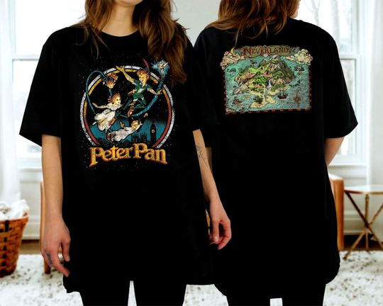 Retro Disney Peter Pan Shirt, Darling Flight Neverland Shirt, Disney Neverland map