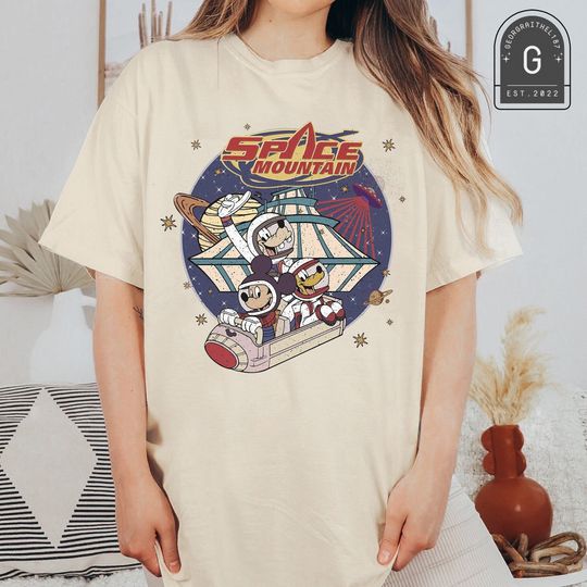 Disney Space Astronauts Mickey Mouse and Friends Retro VIntage Shirt