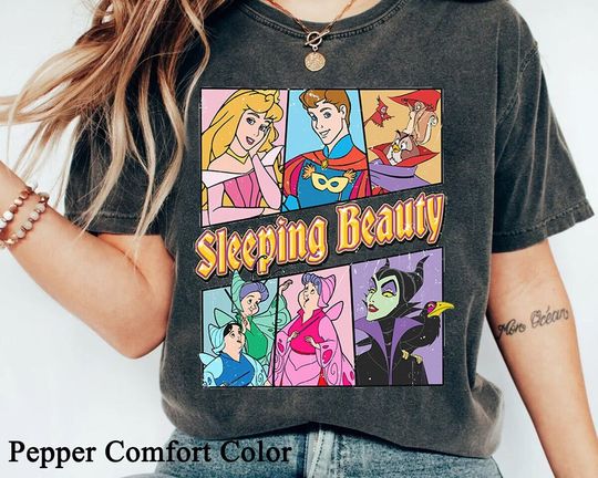 Retro Disney Sleeping Beauty Squad Aurora Princess Villains Maleficent Shirt, Disney Vacation Shirt,Disney Castle, Disney Trip, Disney Shirt