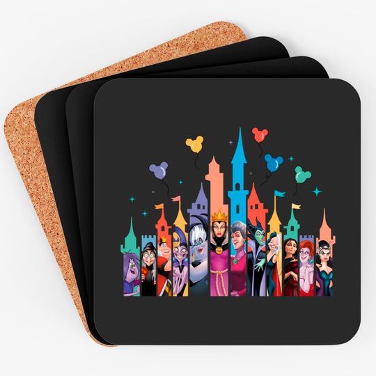Disney Villain Castle Coasters, Disney Coasters, Maleficent Ursula Evil Queen Coasters