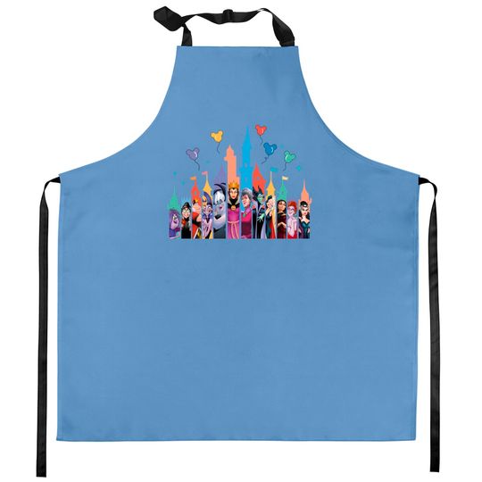 Disney Villain Castle Kitchen Aprons, Disney Kitchen Aprons, Maleficent Ursula Evil Queen Kitchen Aprons