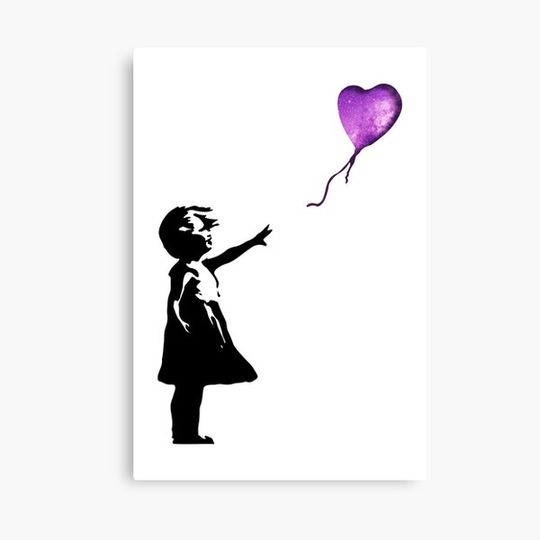 Banksy - Girl with balloon purple Canvas