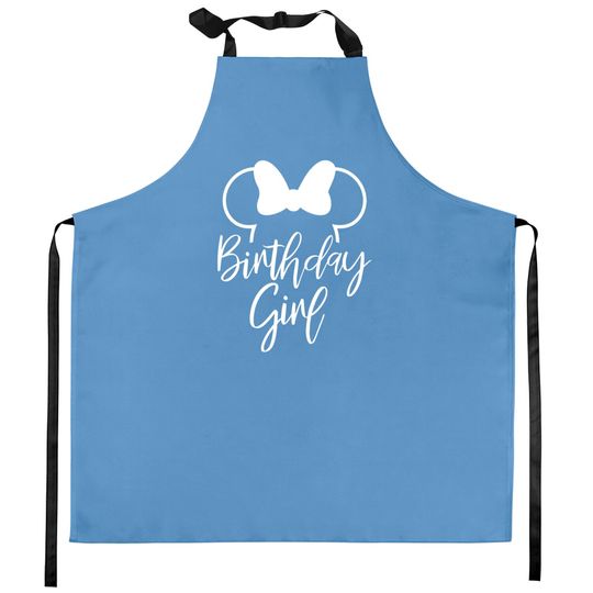 Disney Birthday Girl Kitchen Aprons, Minnie Mouse Birthday Girl Kitchen Aprons, Disneyland Birthday
