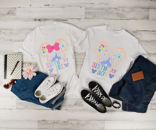 Retro Disney World Magic Castle Birthday Boy Birthday Girl Shirt | Disney Birthday Family Shirt | Birthday Couple Shirt