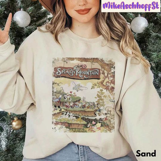 Vintage Splash Mountain Sweatshirt, Retro Disney Characters Splash Mountain, WDW