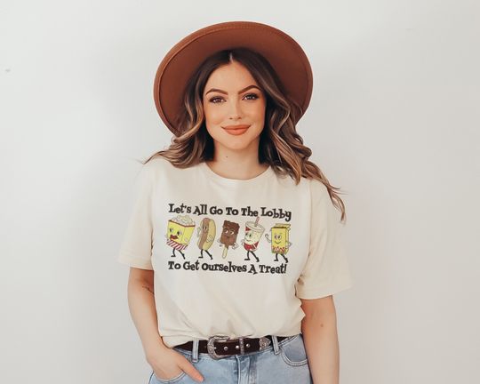Discover Movie Theater Retro TShirt - Let's All Go to the Lobby Graphic Tee - Snack Cartoon T Shirt